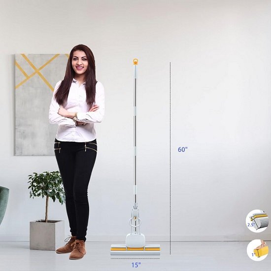 Floor cleaning PVA sponge mop with wringer