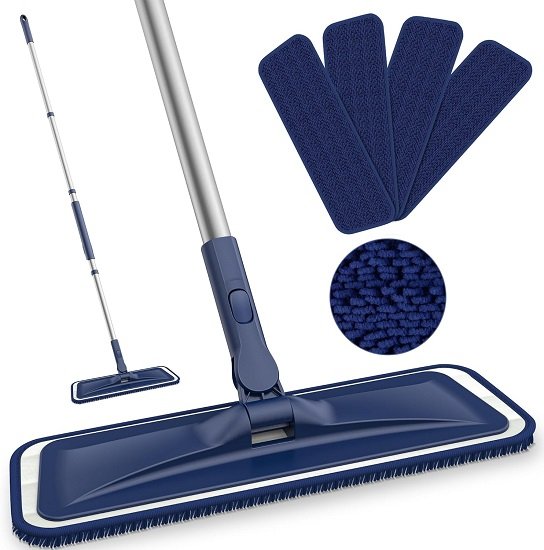 Microfiber Mops for Floor Cleaning,with 4 Reusable Washable Chenille Pads