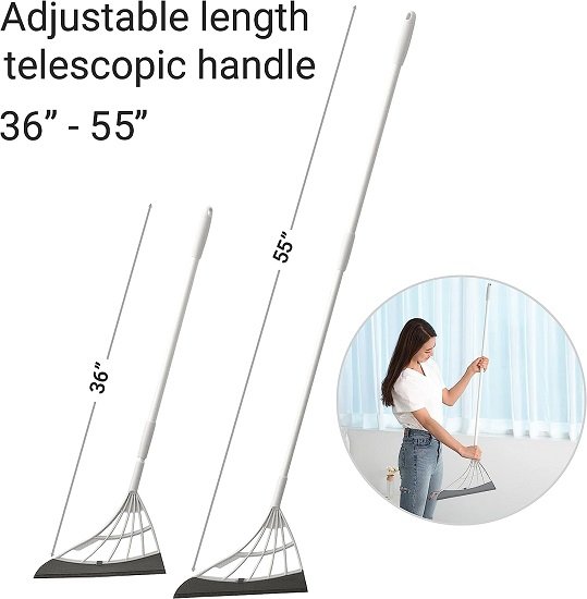 Smart Broom for Indoor Cleaning - Full Surface Silicone Broom, Rubber Broom (Gray)