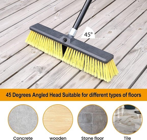 18" Push Broom Outdoor Heavy Duty Broom with 63" Long Handle