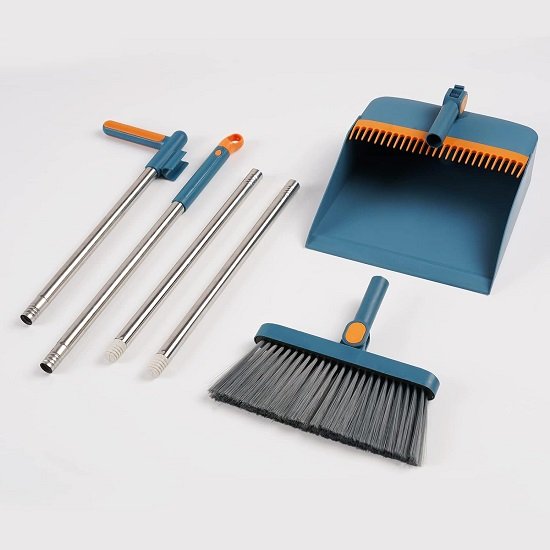 Broom and dustpan set, upright broom and dustpan comb