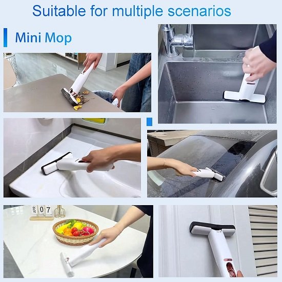 Mini Mop Portable Self-Squeeze Small Mop, Hand Free Automatic Cleaning mop