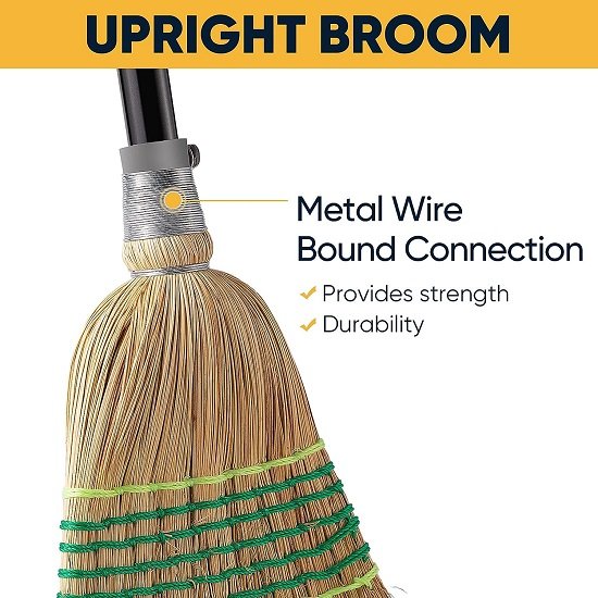 Heavy Duty Corn Broom Commercial Indoor and Outdoor Broom 59.8 inches tall