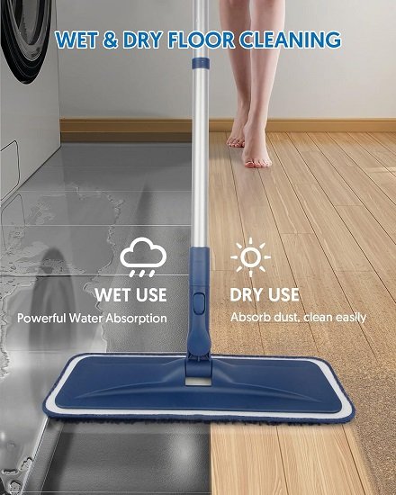 Microfiber Mops for Floor Cleaning,with 4 Reusable Washable Chenille Pads