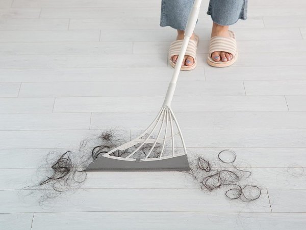 Smart Broom for Indoor Cleaning - Full Surface Silicone Broom, Rubber Broom (Gray)