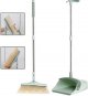 Broom and dustpan set with 180 degree swivel head, windproof dustpan comfort handle, sturdy stainless steel