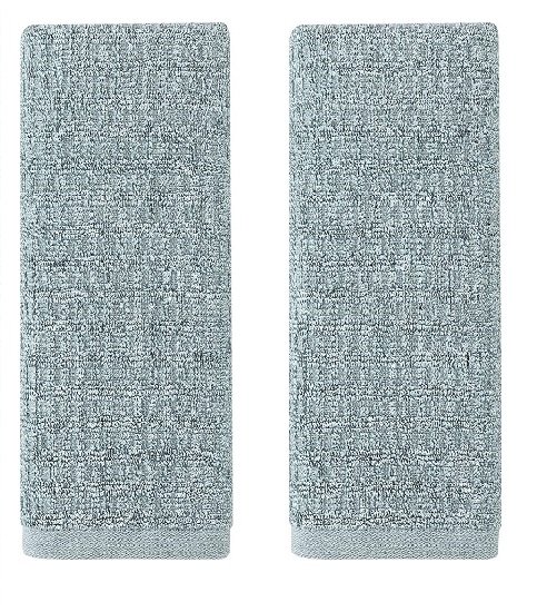 Hand Towel Set, Highly Absorbent Cotton Bathroom Decor, Low Linting & Fade Resistant (Northern Pacific Turquoise, 2 Piece)